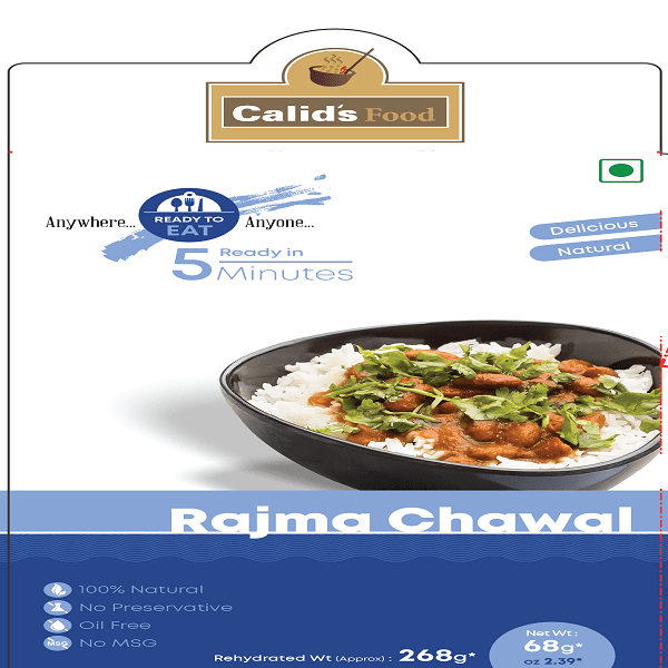 CALID'S FOOD-RAJMA CHAWAL READY TO EAT-68gm (Rehydrated up to 268gm)