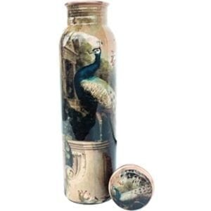 RASTOGI HANDICRAFTS-SCREEN PRINTED PURE COPPER WATER BOTTLE-950 ml