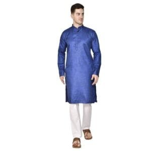 Buy Khadi Kurta Online For Men Royal Blue |Swadeshibabu