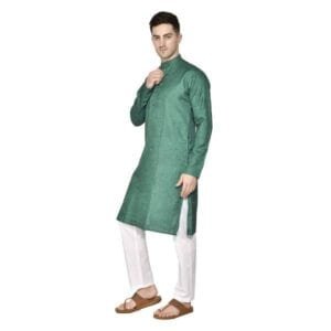 Buy Khadi Kurta Online In Cotton Emerald Green |Swadeshibabu