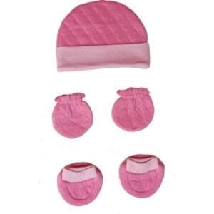 CONTRIVE SOLUTION-BABY BOY'S & GIRL'S CASUAL CAP, MITTEN & BOOTIES-PINK