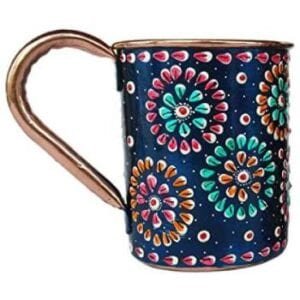 RASTOGI HANDICRAFTS-PURE COPPER COLD COFFEE HAND PAINTED MUG-BLUE