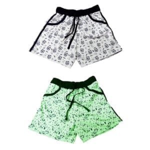 SDS FASHION-GIRL'S COTTON PRINTED SHORTS-GREY & GREEN (PACK OF 2)
