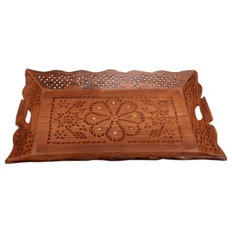 GRIPYOGA-WOODEN BEAUTIFUL CARVING TRAY-TAN