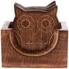 GRIPYOGA-WOODEN OWL DESIGN COASTER STAND-BROWN