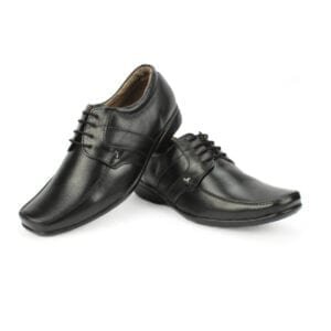 HOREX-MEN'S 100 % GENUINE LEATHER FORMAL LACE UP SHOES-BLACK