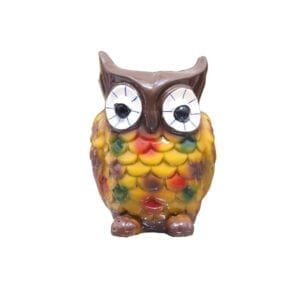 DIVINE SHOP-CERAMIC OWL FACE HOME DECORATIVE PLANTER POT-YELLOW