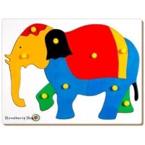 STRAWBERRY STOP-KID'S ELEPHANT JIG SAW LIFT OUT PUZZLE-MULTICOLOR
