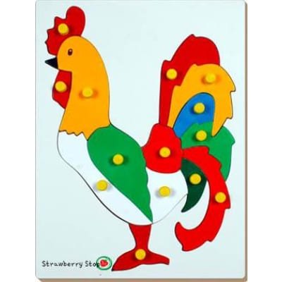 STRAWBERRY STOP-KID'S HEN JIG SAW LIFT OUT PUZZLE-MULTICOLOR