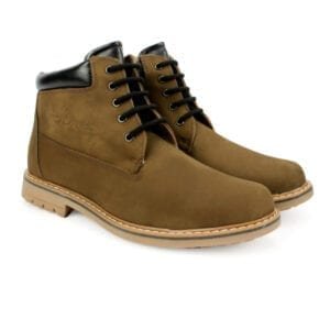 HOREX-MEN'S 100% PURE LEATHER CASUAL DESERT BOOTS-OLIVE GREEN