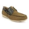 HOREX-MEN'S 100% PURE LEATHER CASUAL BOAT SHOES-OLIVE GREEN