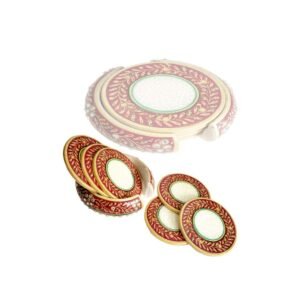 G L MARBLE HANDICRAFT-MARBLE HANDICRAFT TEA COASTER SET-MULTICOLOR