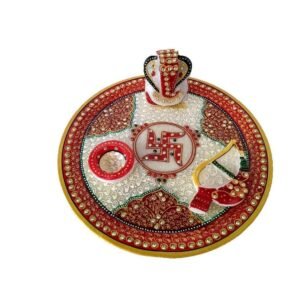 G L MARBLE HANDICRAFT-MARBLE HANDICRAFT POOJA THALI SET-MULTICOLOR