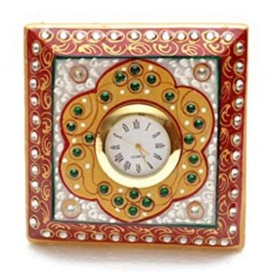 G L MARBLE HANDICRAFT-MARBLE HANDICRAFT TABLE CLOCK-MULTICOLOR