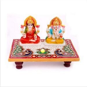 G L MARBLE HANDICRAFT-MARBLE HANDICRAFT LAXMI-GANESH CHOWKI-MULTICOLOR