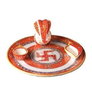 G L MARBLE HANDICRAFT-MARBLE HANDICRAFT POOJA THALI SET-MULTICOLOR