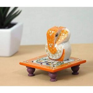 G L MARBLE HANDICRAFT-MARBLE HANDICRAFT GANESH CHOWKI-MULTICOLOR