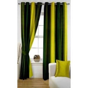 CURTAIN DECOR-3D POLYESTER LONG CRUSH PATTA DOOR CURTAIN-GREEN