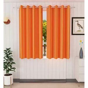 CURTAIN DECOR-POLYESTER BLACKOUT WINDOW CURTAIN-ORANGE (PACK OF 2)