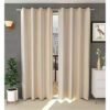 CURTAIN DECOR-SOLID FAUX SILK POLYESTER CURTAIN-CREAM (PACK OF 2)