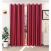 CURTAIN DECOR-SOLID FAUX SILK POLYESTER CURTAIN-MAROON (PACK OF 2)