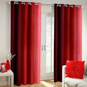 CURTAIN DECOR-POLYESTER SOLID 7 FT DOOR CURTAIN-RED (PACK OF 2)
