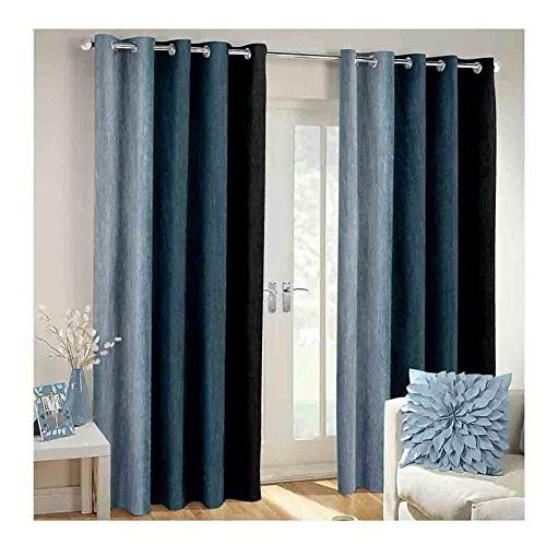CURTAIN DECOR-POLYESTER SOLID 7 FT DOOR CURTAIN-GREY (PACK OF 2)