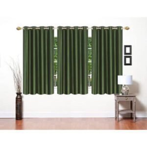 CURTAIN DECOR-POLYESTER PLAIN WINDOW CURTAIN-GREEN (PACK OF 3)