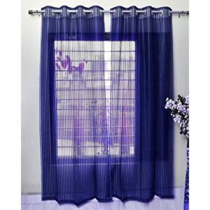 CURTAIN DECOR-SHEER STRING POLYESTER NET PATTERN EYELET CURTAIN-DARK BLUE