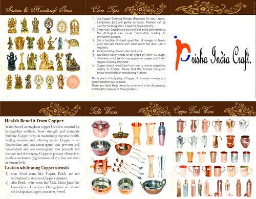 Prisha India Craft-Pure Copper Water Bottle-Brown (700 ml)