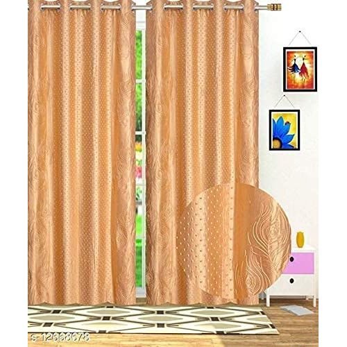 CURTAIN DECOR-POLYRESIN MORPANKH PUNCHING CURTAIN-GOLD (PACK OF 2)