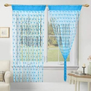 CURTAIN DECOR-GEO NATURE POLYESTER 7 FT DOOR CURTAIN-BLUE (PACK OF 2)