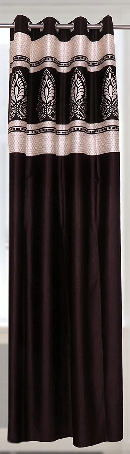 CURTAIN DECOR-POLYESTER LEAF LONG PATCH CURTAIN-COFFEE (PACK OF 2)