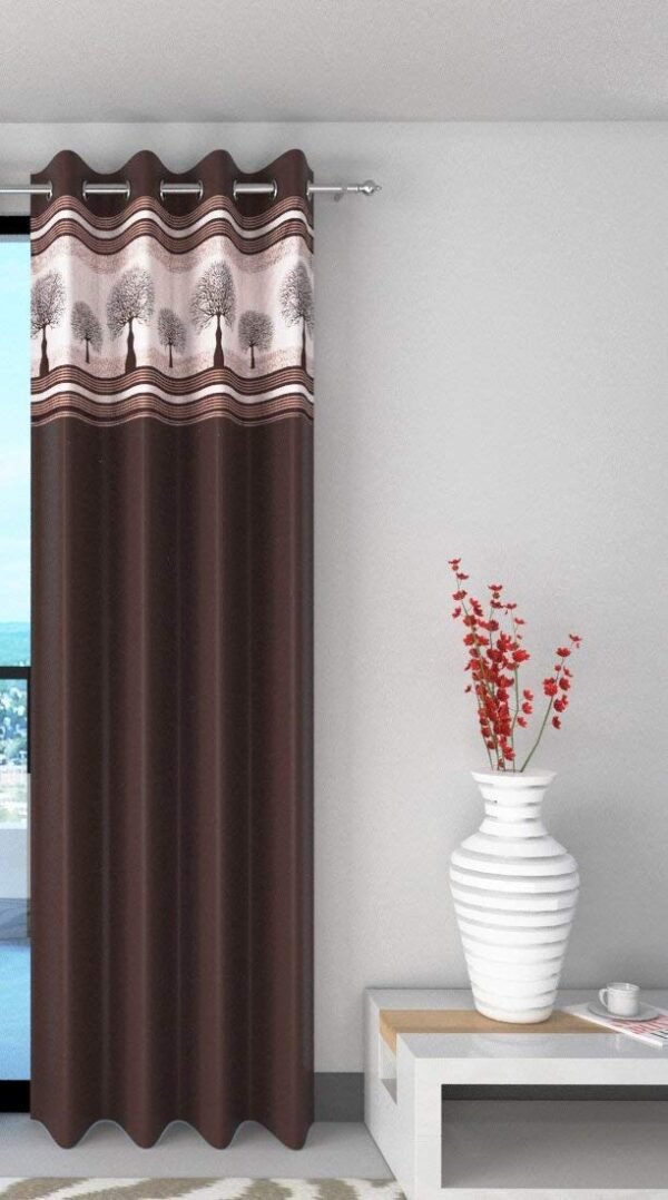 CURTAIN DECOR-POLYESTER TREE PATCH CURTAIN-BROWN (PACK OF 2)