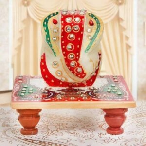 G L MARBLE HANDICRAFT-MARBLE HANDICRAFT GANESH CHOWKI-MULTICOLOR