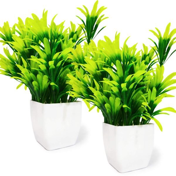 WOODZONE-ARTIFICIAL PLANTS WITH PLASTIC POT-GREEN (PACK OF 2)