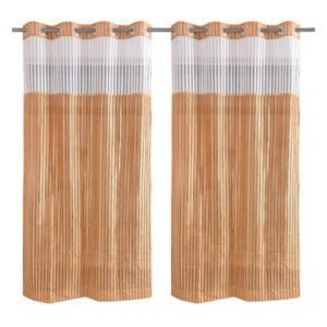 CURTAIN DECOR-POLYESTER TISSUE NET EYELET CURTAIN-GOLD (PACK OF 2)
