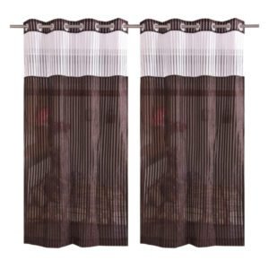 CURTAIN DECOR-POLYESTER TISSUE NET EYELET CURTAIN-BROWN (PACK OF 2)