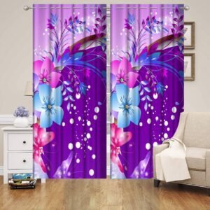 CURTAIN DECOR-3D DIGITAL FAUX SILK CRUSH PRINT CURTAIN-NEW FLOWER