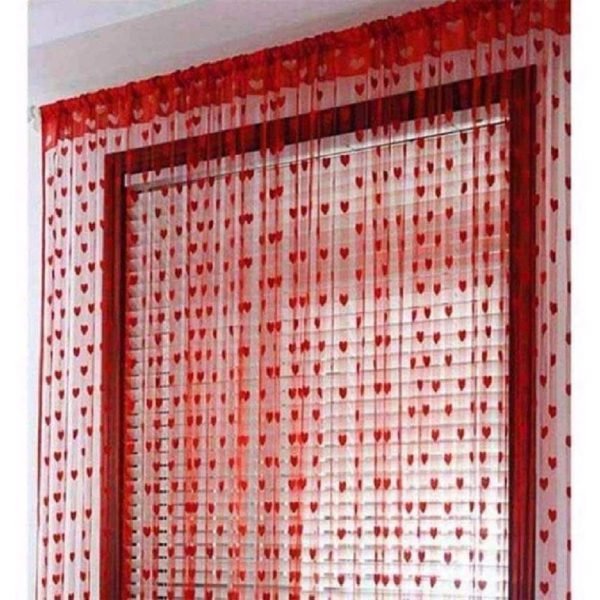 CURTAIN DECOR-GEO NATURE POLYESTER 5 FT DOOR CURTAIN-RED (PACK OF 2)