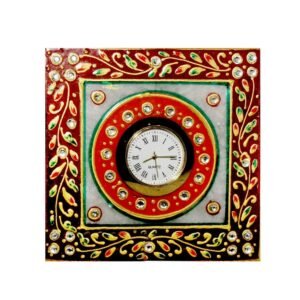 G L MARBLE HANDICRAFT-MARBLE HANDICRAFT TILE CLOCK-MULTICOLOR