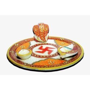 G L MARBLE HANDICRAFT-MARBLE HANDICRAFT POOJA THALI SET-MULTICOLOR