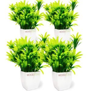 WOODZONE-ARTIFICIAL PLANTS WITH PLASTIC POT-GREEN (PACK OF 4)