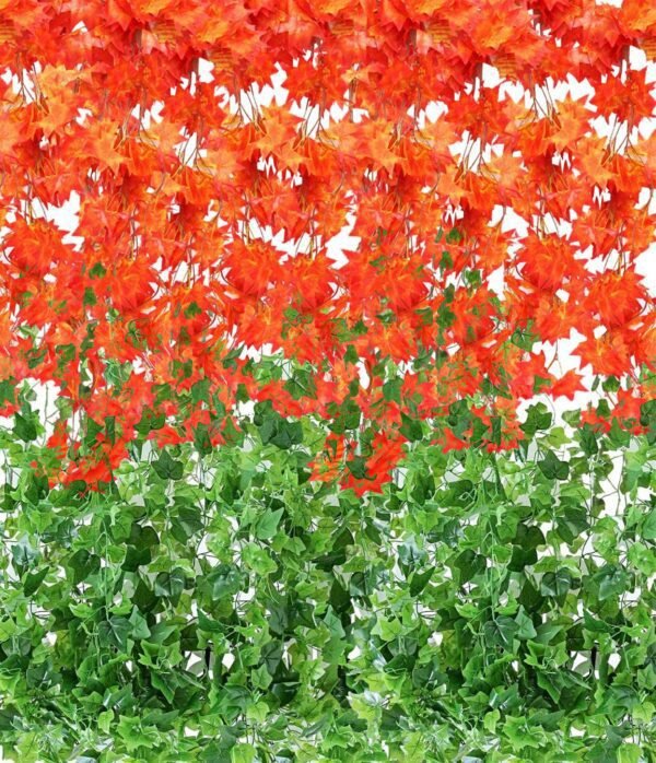 WOODZONE-ARTIFICIAL CREEPER FLOWER STRING-ORANGE & GREEN (Pack Of 12)