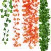 WOODZONE-ARTIFICIAL CREEPER FLOWER STRING-ORANGE & GREEN (Pack Of 12)