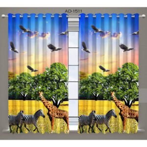 CURTAIN DECOR-3D DIGITAL FAUX SILK CRUSH PRINT CURTAIN-JUNGLE BOOK