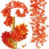 WOODZONE-ARTIFICIAL CREEPER FLOWER LEAVES STRING-ORANGE (Pack Of 12)