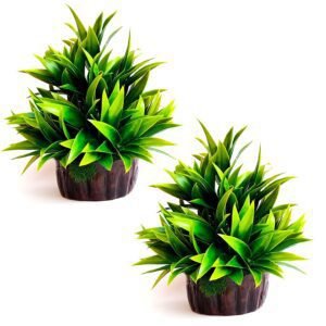 WOODZONE-ARTIFICIAL BAMBOO LEAVES PLANT WITH POT-GREEN (PACK OF 2)