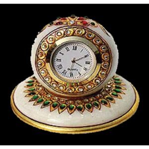 G L MARBLE HANDICRAFT-MARBLE HANDICRAFT TABLE CLOCK-MULTICOLOR