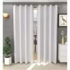 Curtain Decor-Faux Silk Polyester Blackout Window Curtain-White (Pack Of 2)